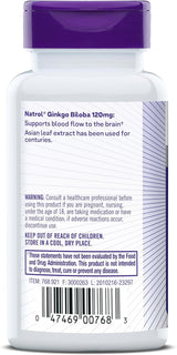 Suplemento Natrol Ginkgo Biloba 120mg, 60 Cápsulas