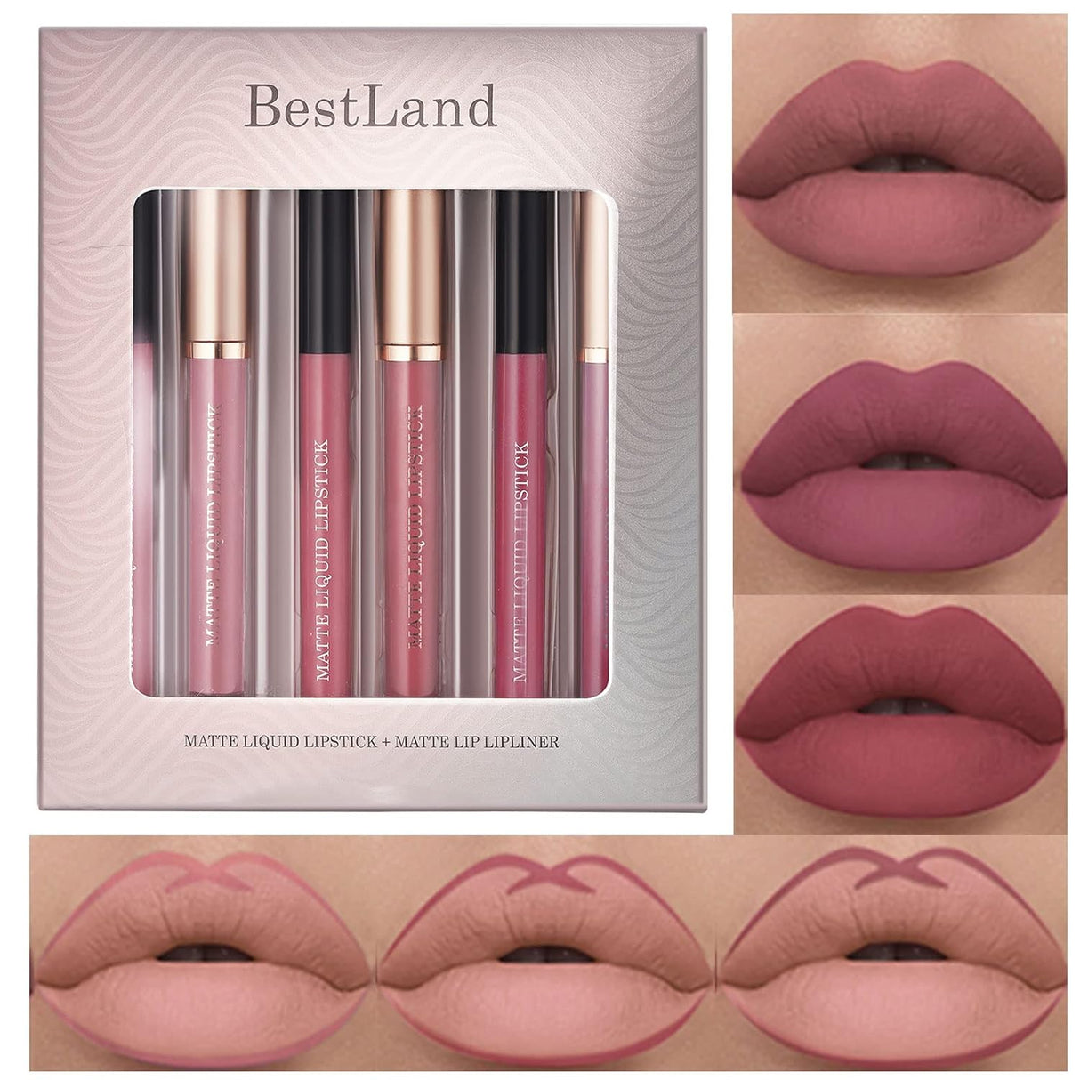 Set de Lápiz Labial Líquido Mate, Impermeable y Duradero