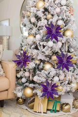 Flores Poinsettia Artificial Briful 12'' Set de 4 para Decorar