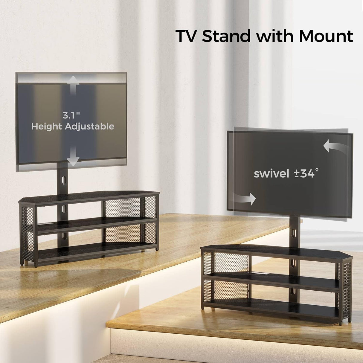 Soporte de TV Rolanstar, con montura y salida de energía, ajustable