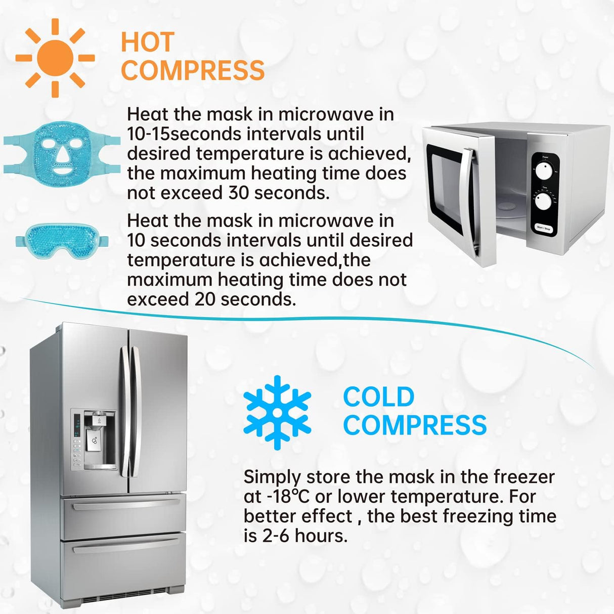 Máscara facial de hielo refrescante  paquete caliente/frío