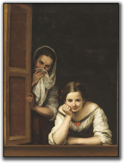 Póster Decorativo Clásico Dos Mujeres en una Ventana Murillo