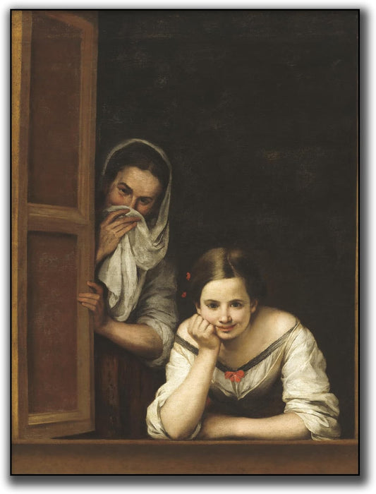 Póster Decorativo Clásico Dos Mujeres en una Ventana Murillo