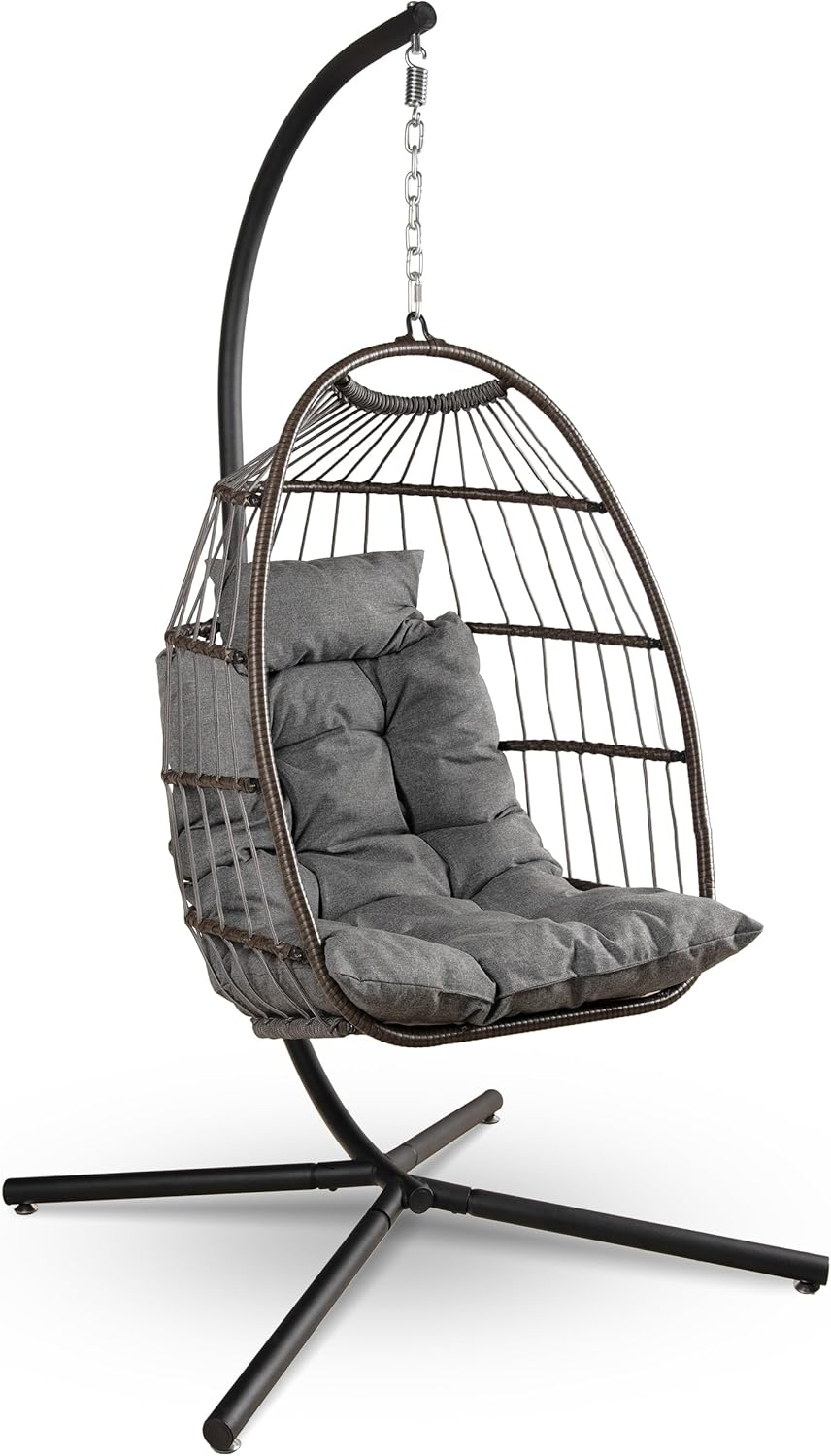 Silla colgante SereneLife, soporte acero, cojín, reposacabezas