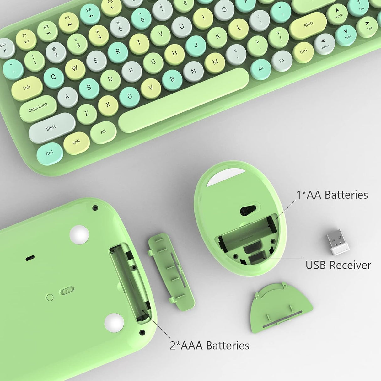 Combo Teclado y Ratón MOFII, Retro, Inalámbrico, 2.4GHz