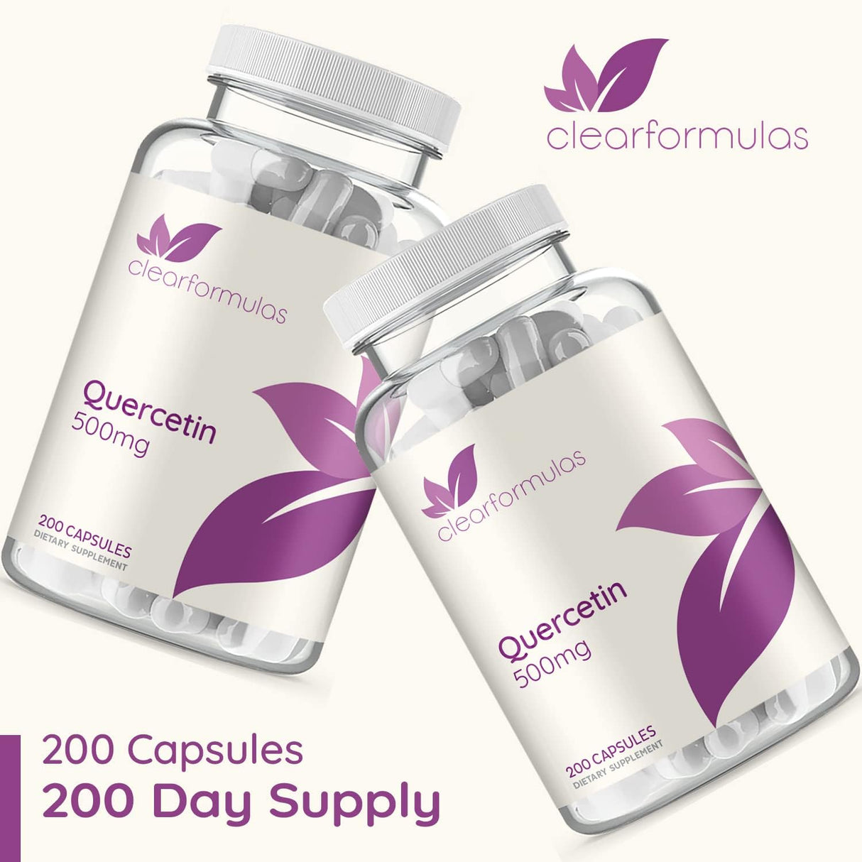 Suplemento de Quercetina Pura 500 mg, Dihidrato - 200 Cápsulas