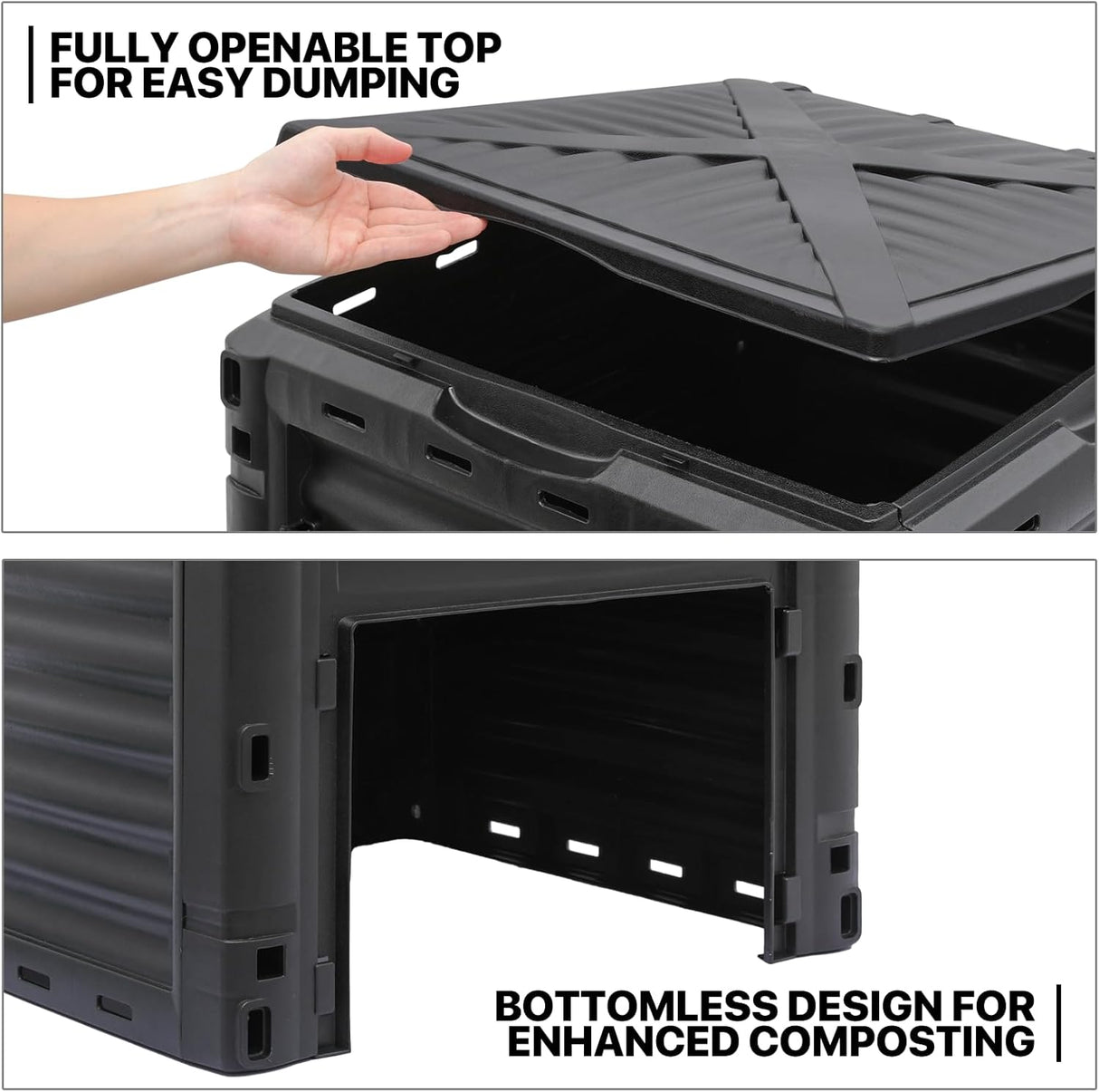 Compostador MoNiBloom 80 Gal, BPA Free, Rotatorio, Exterior