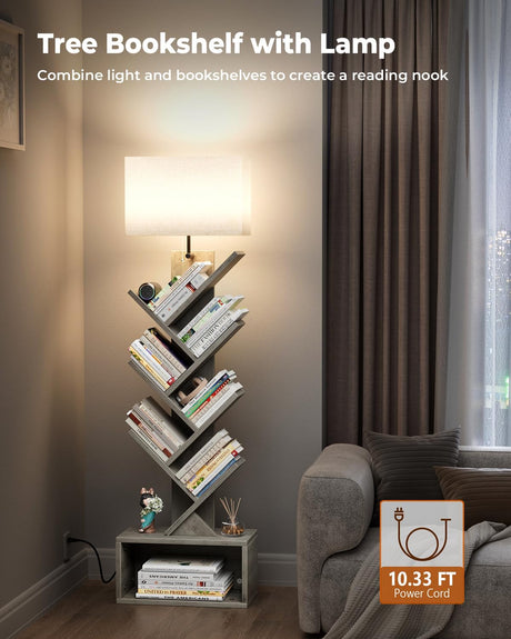 Estante de 6 niveles con luz, organizador robusto, modelo torre
