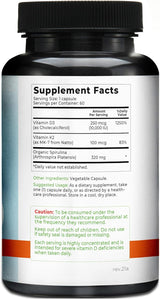Natural Vitamina D3 K2 (MK-7) con Espirulina Orgánica 10,000 IU