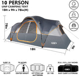 Carpa Familiar UNP 10 Personas, Doble Capa, Impermeable, 2 Habitaciones