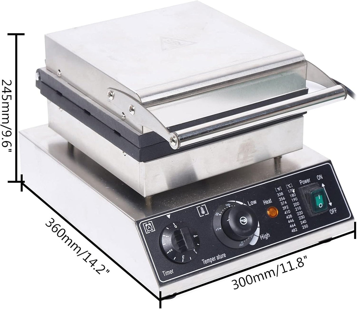 Máquina de Waffles Comercial 1500W 6 Piezas Control de Temperatura
