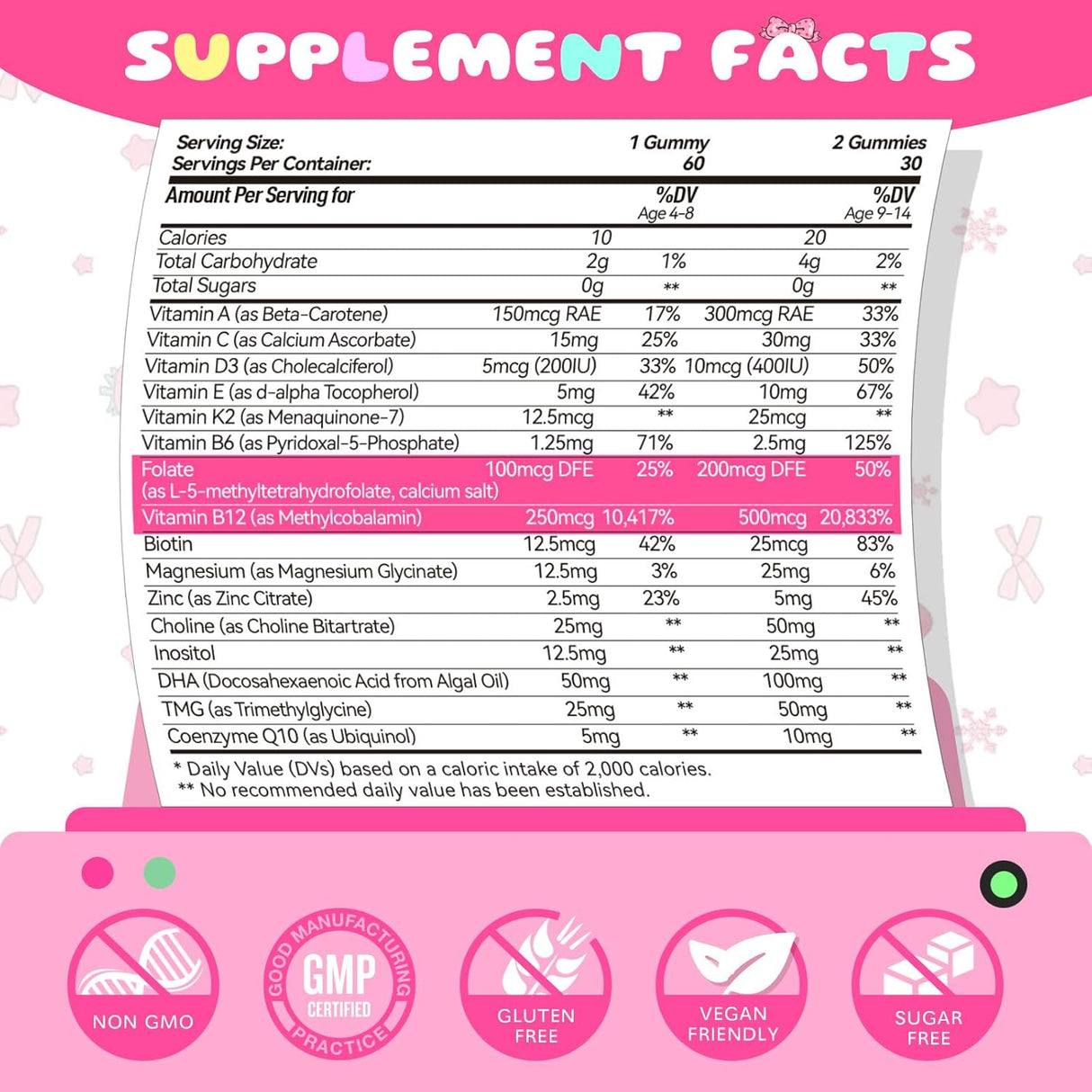 Suplemento multivitamínico masticable para niños, 60 cápsulas