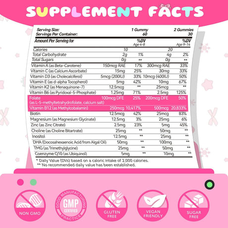Suplemento multivitamínico masticable para niños, 60 cápsulas