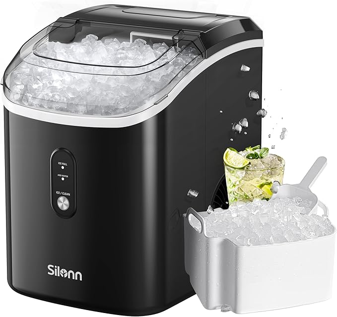 Máquina de Hielo Silonn - 33lbs/24H, Auto-Limpieza, Portátil