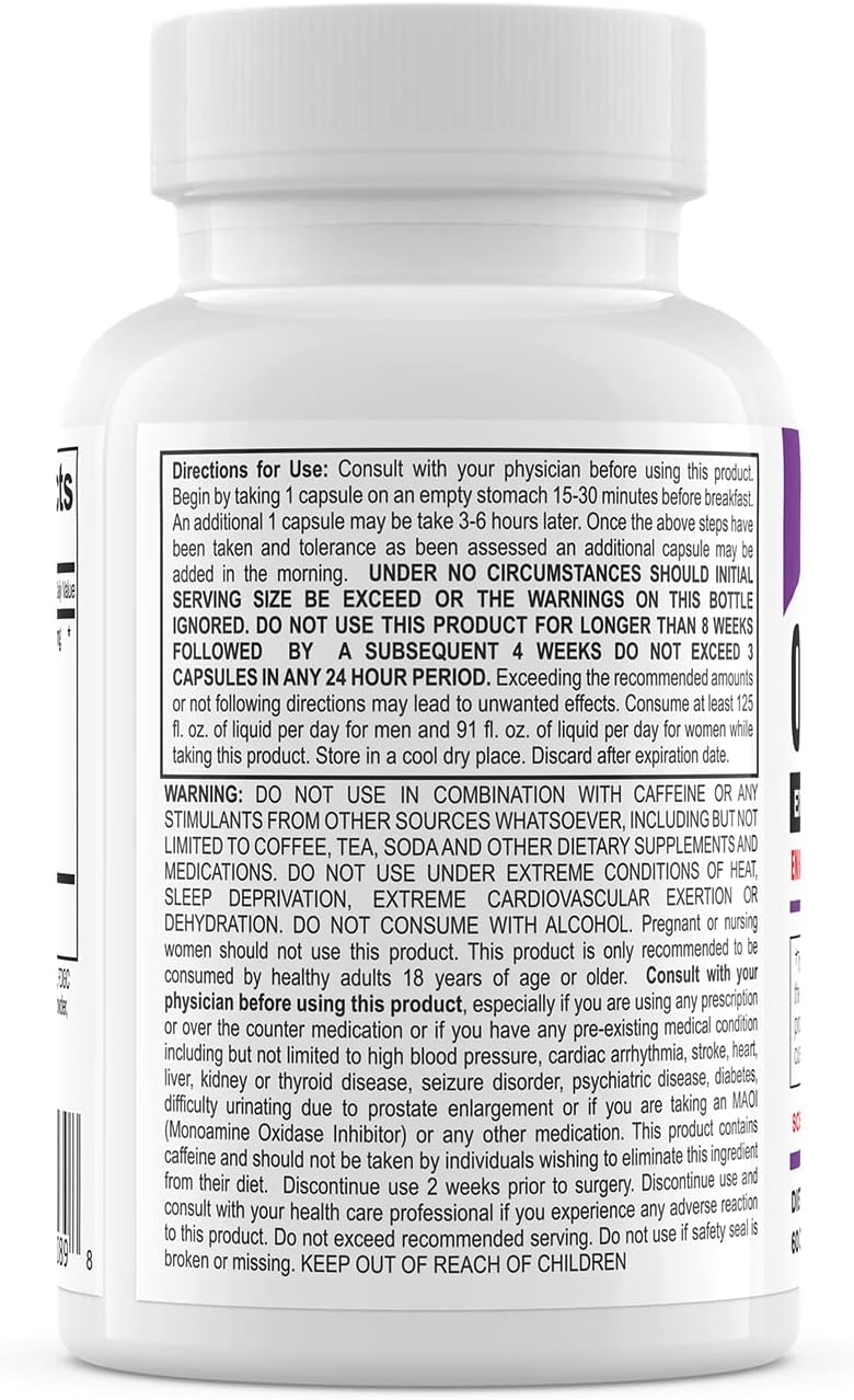 Suplemento GABA Caffeine y Yohimbe Oxy Xtreme energético