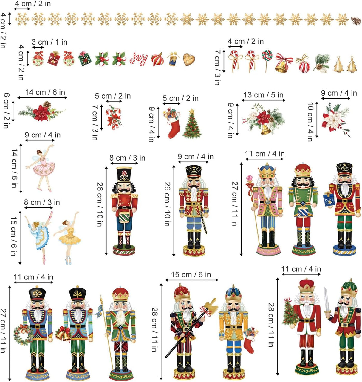 Stickers Navideños Wondever: Soldado y Bailarina para Ventanas