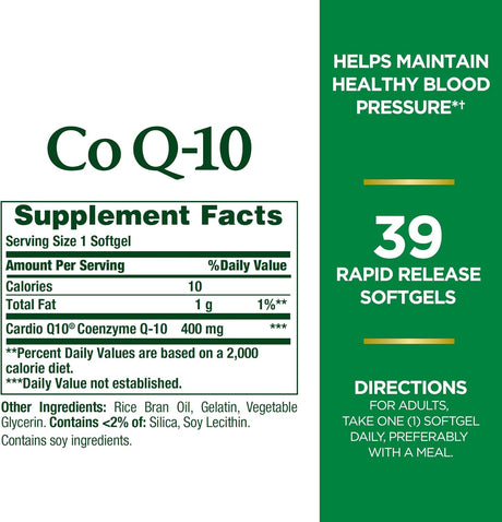 Natures Bounty Co Q-10 400mg 39 softgels