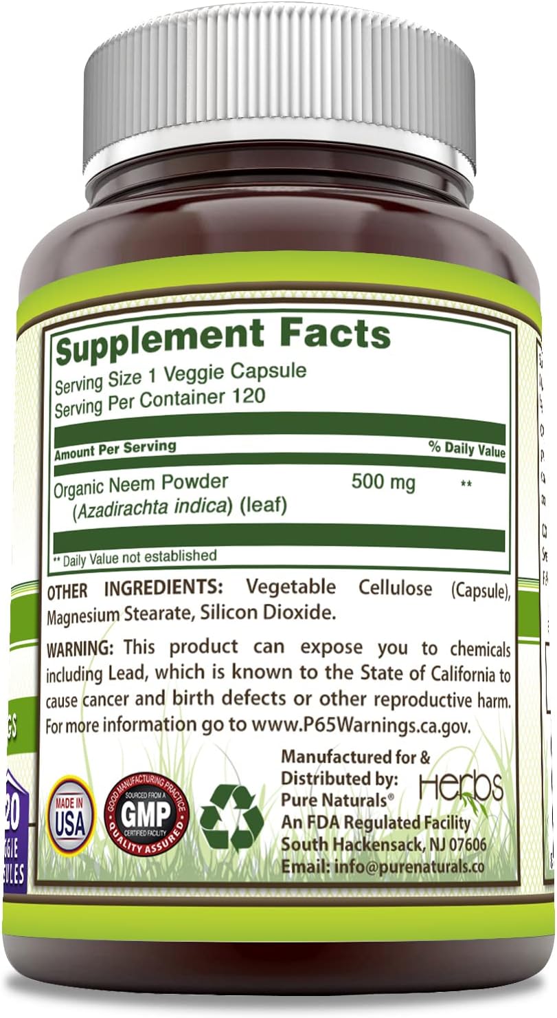 Suplemento Neem hecho con hoja de neem natural  120 cáp