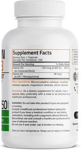 Suplemento de Vitamina K2 y D3, Bronson, 5000 IU, 250 Cápsulas