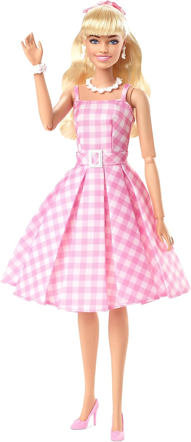 Muñeca Coleccionable Barbie con Vestido de Cuadros y Collar
