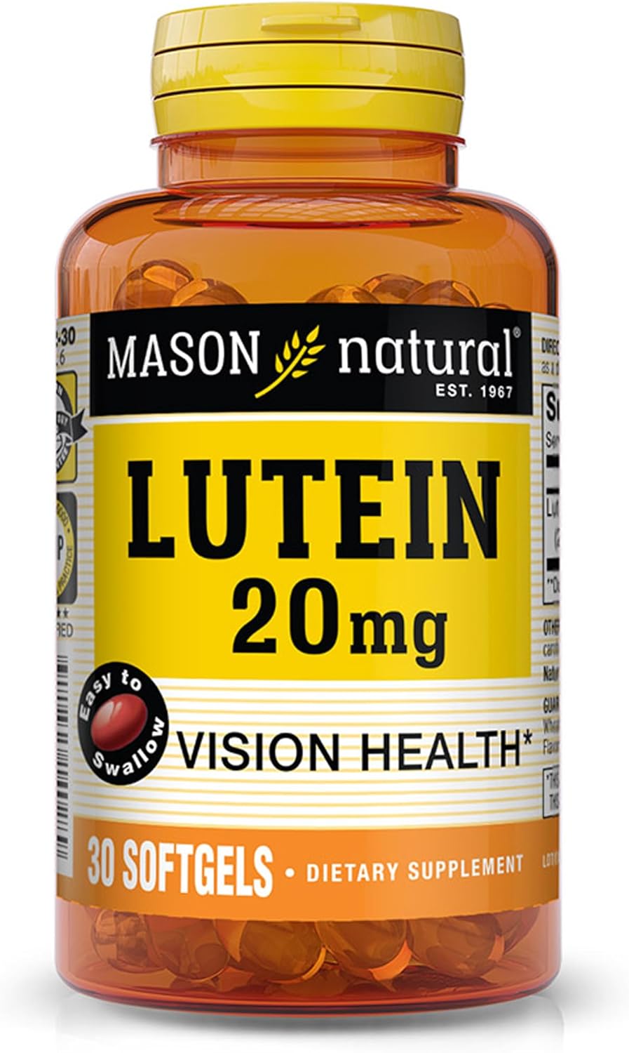 MASON NATURAL Luteína 20 mg con Vitamina E - 30 Cápsulas