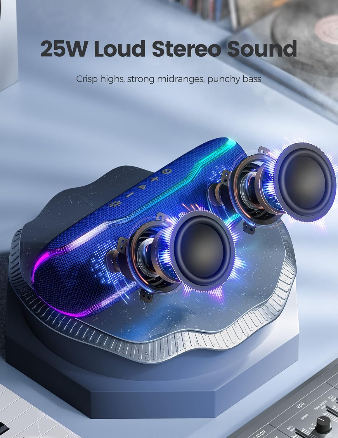Altavoz Bluetooth IPX7 impermeable, Super Bass, TWS 25W