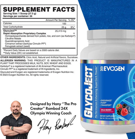 GlycoJect Suero de Carbohidratos Evogen 36 porciones