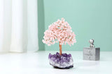 Jovivi Árbol de dinero de cristal curativo de cuarzo rosa .