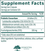 Suplemento probiótico HMF Forte de Genestra - 4 cepas, 120 cápsulas