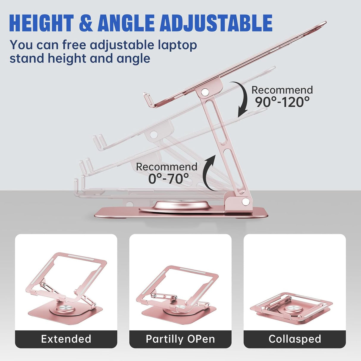 Soporte de portátil ajustable, base rotativa 360°, portátil 10-16