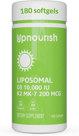 UpNourish Vitamina D3 K2 Liposomal 10,000 IU 180 Mini Softgels