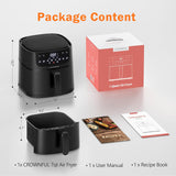 Freidora de aire 7Qt, CROWNFUL, 8 funciones, 1500W, UL