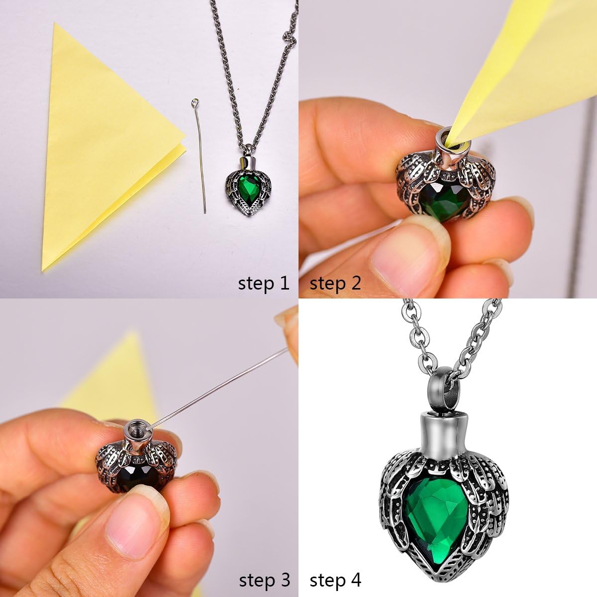 Collar de Colibri, urna de de acero inoxidable para cenizas