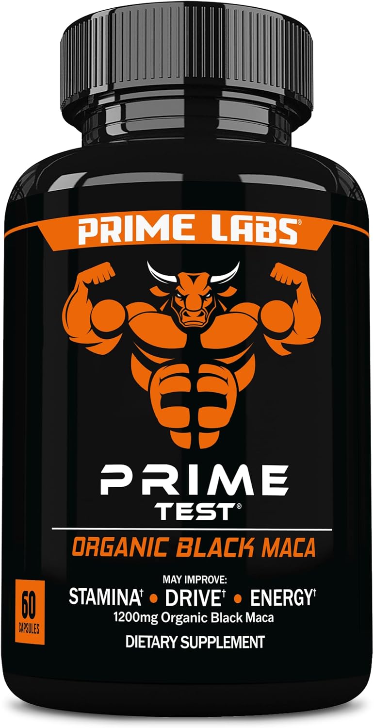 Prime Labs Cápsulas de Maca Negra Orgánica 1200mg, Energía y Vitalidad, 60u