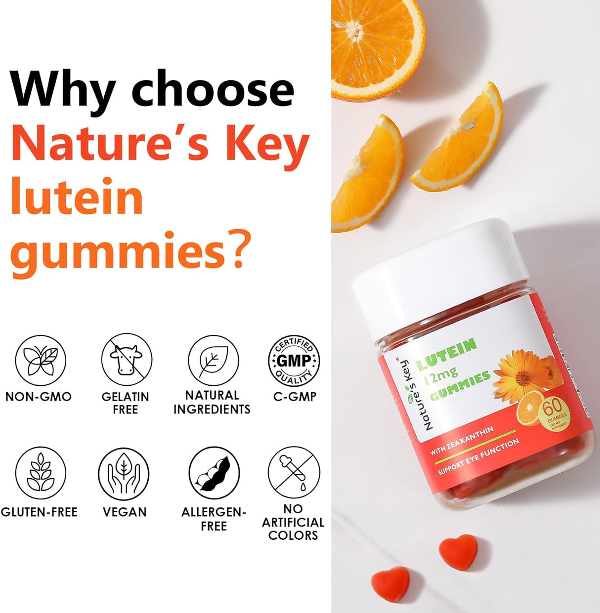 Gomitas de luteína de 12 mg con zeaxantina y vitamina 60 un