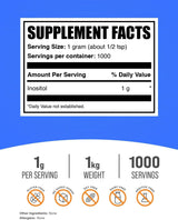 Inositol en polvo BulkSupplements, B8, 1kg, sin gluten