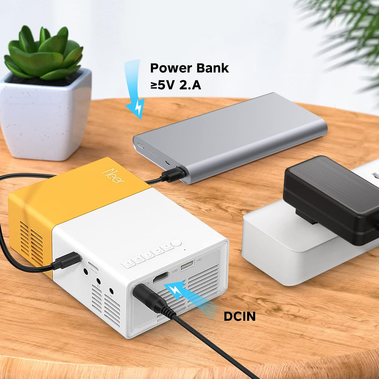 Proyector Mini Meer, portátil, compatible con HDMI y USB