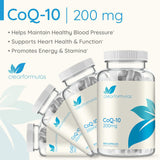 CoQ10 Puro 200 mg Absorción Rápida Sin OMG 200 Cápsulas