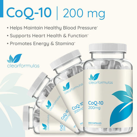 CoQ10 Puro 200 mg Absorción Rápida Sin OMG 200 Cápsulas