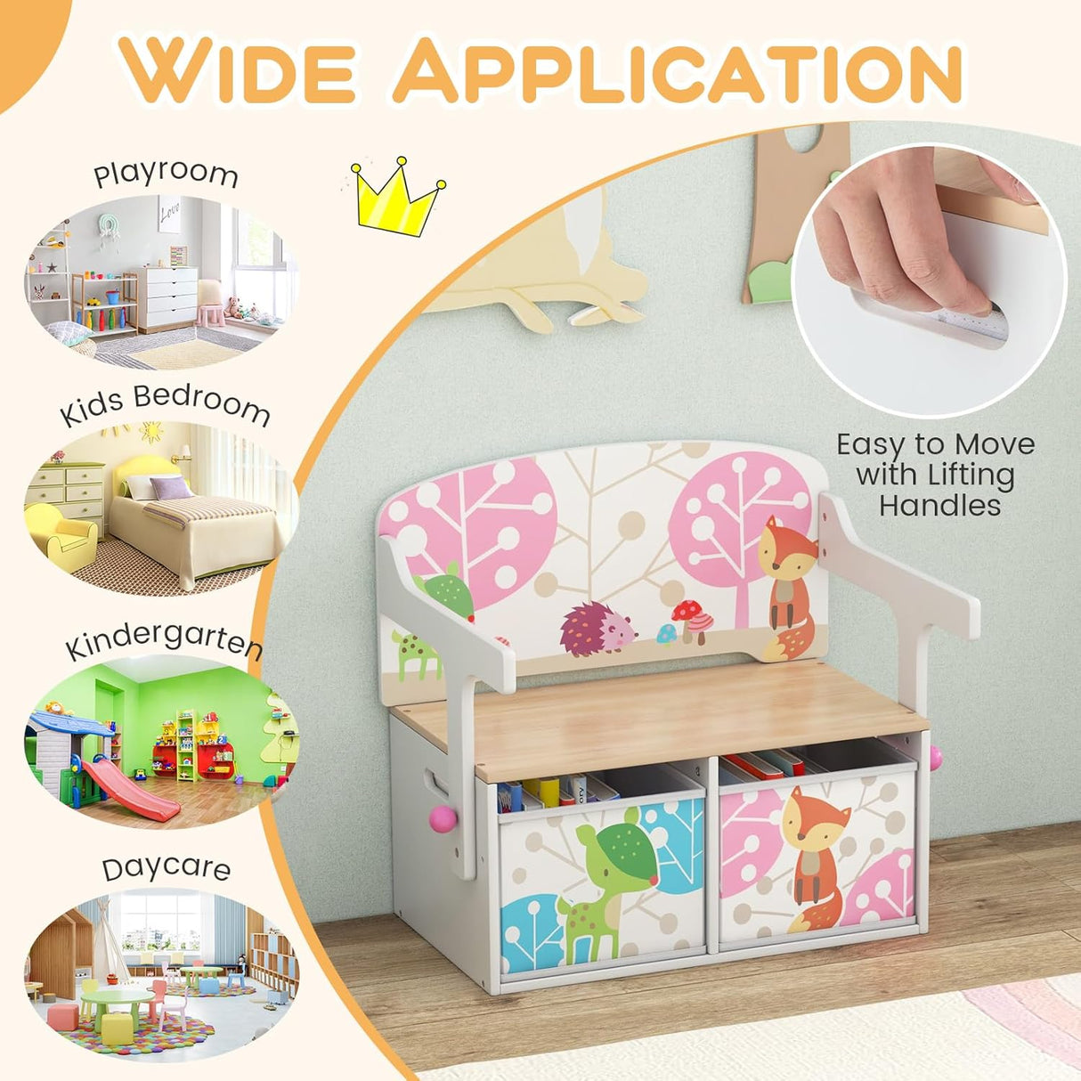 Costzon Juego de mesa y silla para niños con banco juguetes