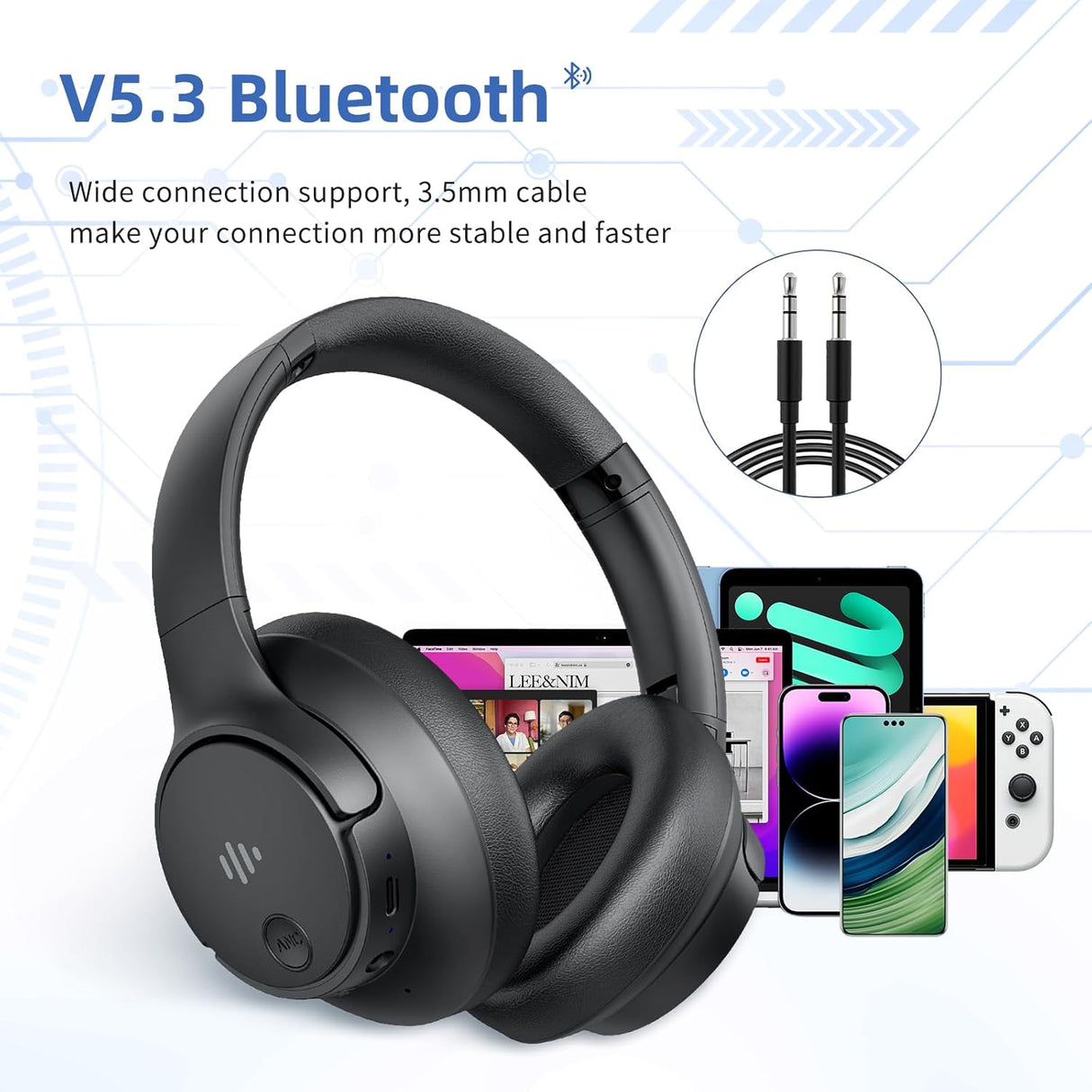 Auriculares Inalámbricos con Cancelación Activa de Ruido, 70H