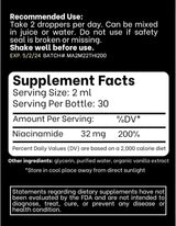 Suplemento líquido de vitamina B3  como niacinamida 120ml