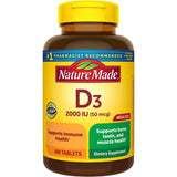 Suplemento de vitamina D3 2000 UI 100 unidades