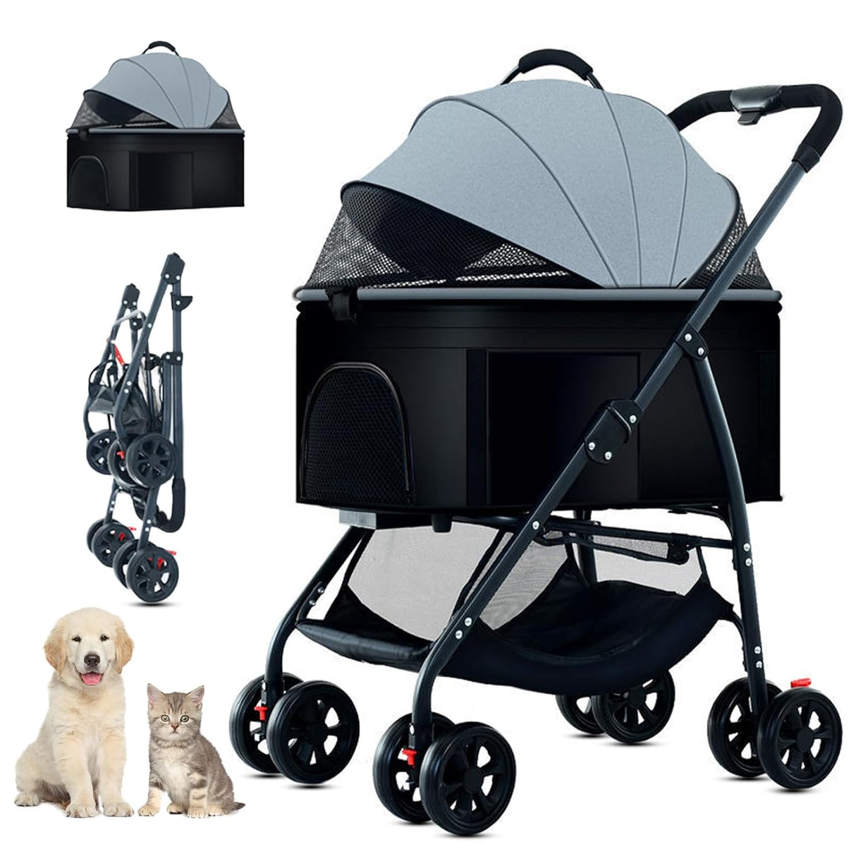 Carrito 3 en 1 para Perros, Marca Desconocida, Plegable, 55lbs