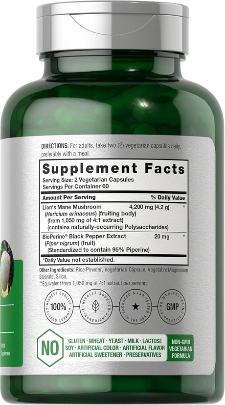 Extracto de Hongo Melena de León Horbäach 4200mg 120 Cápsulas