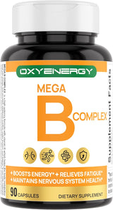 OxyEnergy Mega Vit B Complejo, Salud Neurológica, 90 Cápsulas