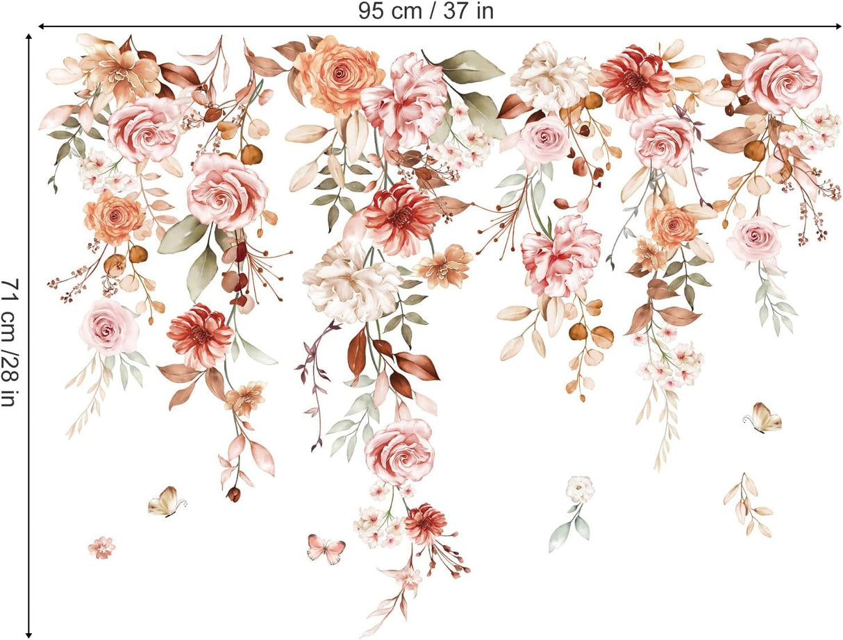 Vinilos de Pared Wondever, Flores Boho, Adhesivos Decorativos