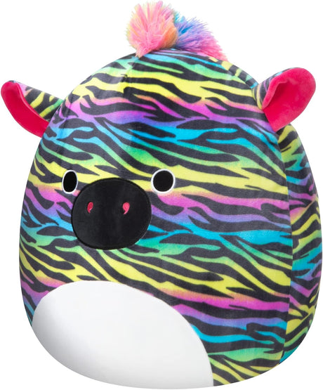 Peluches  Squishmallows Zebra a rayas de neón de 14 pulgadas