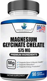 Suplemento de Magnesio Glycinato American Standard 575mg 90 cápsulas