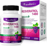 Suplemento Resveratrol 1,480 mg con quercetina 90 cápsulas